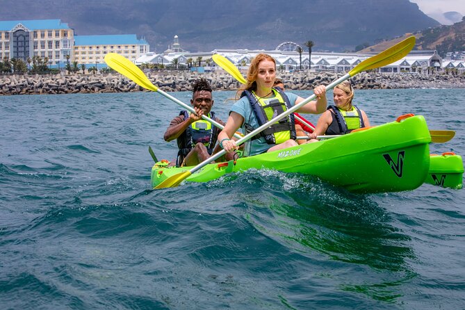 Cape Town Sea Kayaking Adventure launching from V&A Waterfront - Getting comfortable in a stable kayak