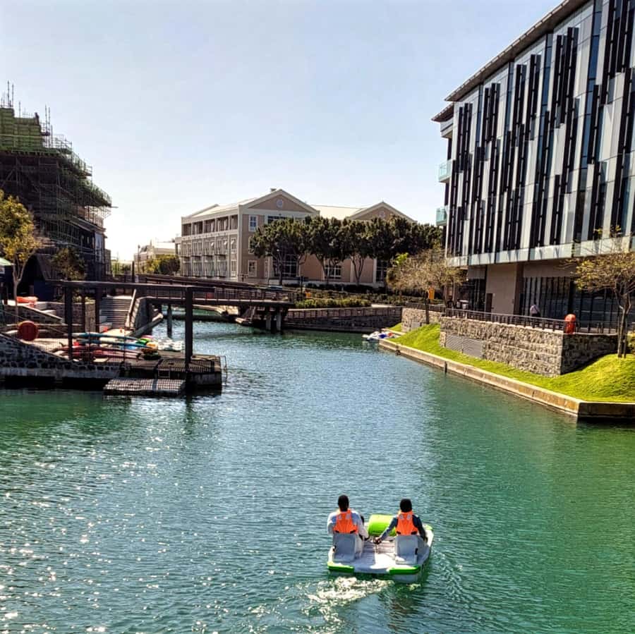 Pedal Boat Ride V&A Waterfront - Cape Town - Following the canal toward the CTICC
