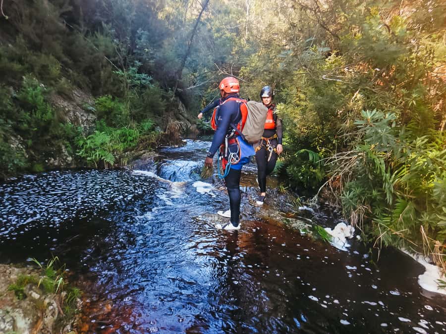 Plettenberg Bay: Canyoning Trip - The 55-meter zip-line into the river