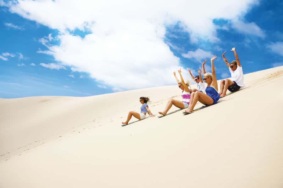 Sandboarding with jeep - drive uphill - Taking in the wide views around Witzands