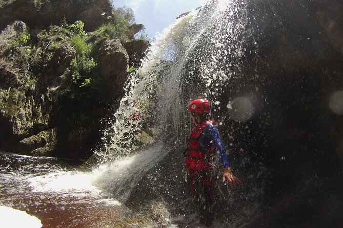 Standard Canyoning Trip in The Crags, South Africa - The 98-foot zipline finish